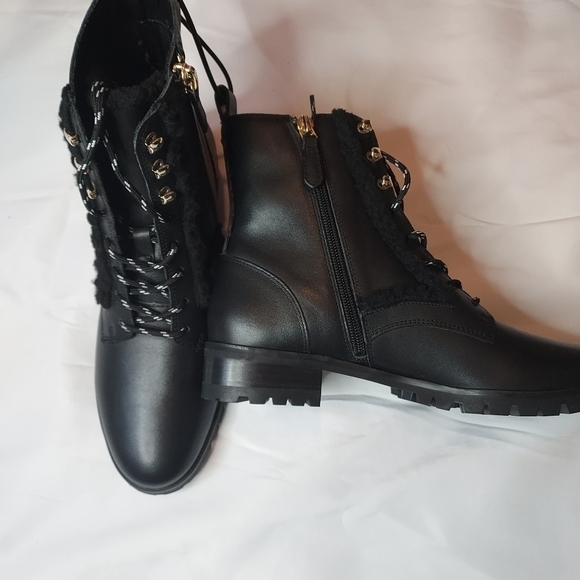 KATE Spade Women's leather faux fur Combat Boot - Picture 2 of 11